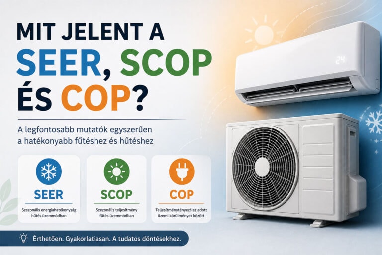 Mit jelent a SEER, SCOP és COP?